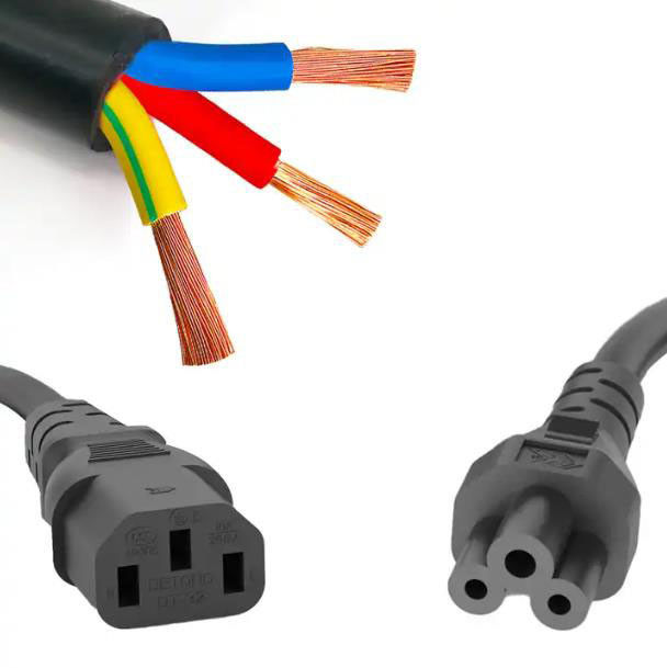 کابل برق AC اروپا کابل برق مستقیم 250 ولت سبک IEC C13 را وصل کنید