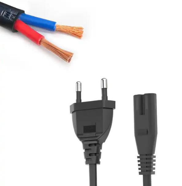 کابل های برق AC انعطاف پذیر اتحادیه اروپا سیم کشی برقی سبک وزن 2 پین