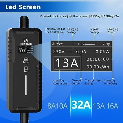 3.5KW 16A 7KW 32A اتصال کننده برنامه های خانگی شارژر الکتریکی اتومبیل نوع 2 Ac Ev شارژر قابل حمل