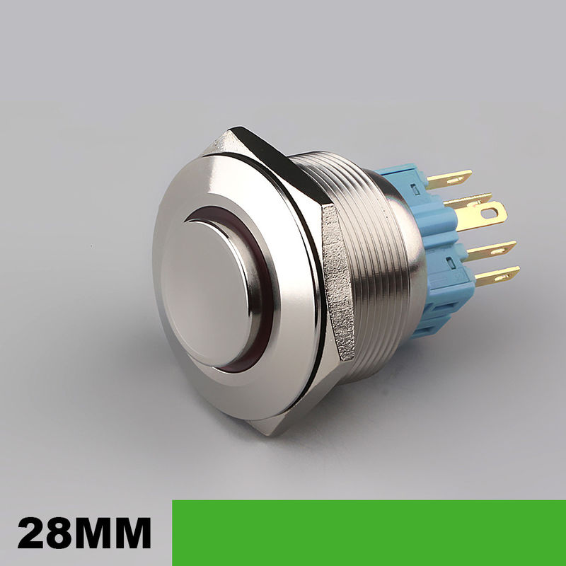 سوئیچ‌های دکمه‌ای فلزی 28 میلی‌متری نورانی حلقه‌ای گرد 500 ولتی LED