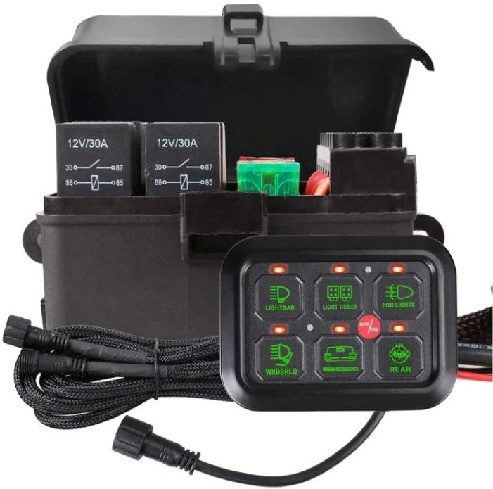 6 گانگ 12 ولت LED Switch Panel RGB Kit کنترل کننده ی آوتوماتیک و قابل تنظیم با APP