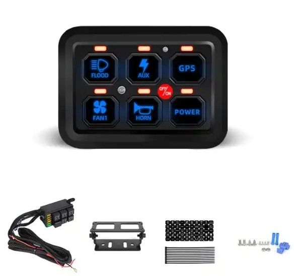6 گانگ 12 ولت LED Switch Panel RGB Kit کنترل کننده ی آوتوماتیک و قابل تنظیم با APP
