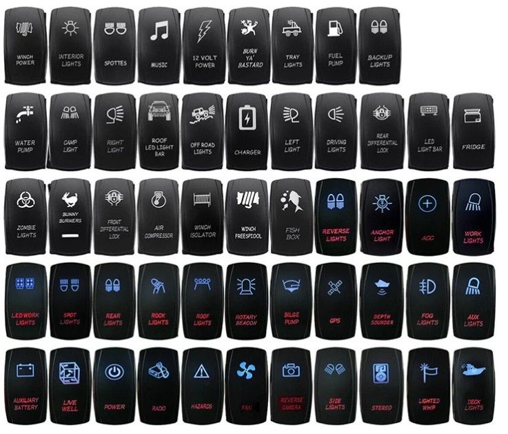 12 ولت 24 ولت Oem نماد سفارشی دریایی LED ضد آب 24 ولت دریایی 4 پین 5 پین Onoffon Rocker Switch