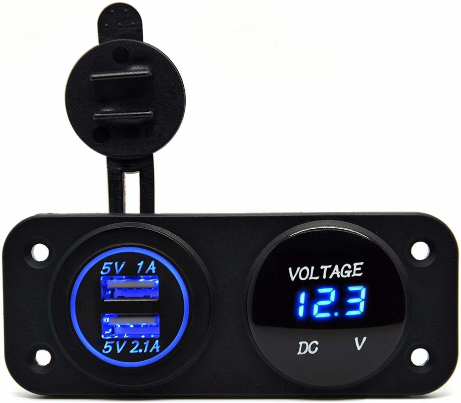 دی سی 12 ولت 24 ولت ال ای دی ولت متر دیجیتال دو قطعه USB سوکت برق صفحه 3.1A شارژر