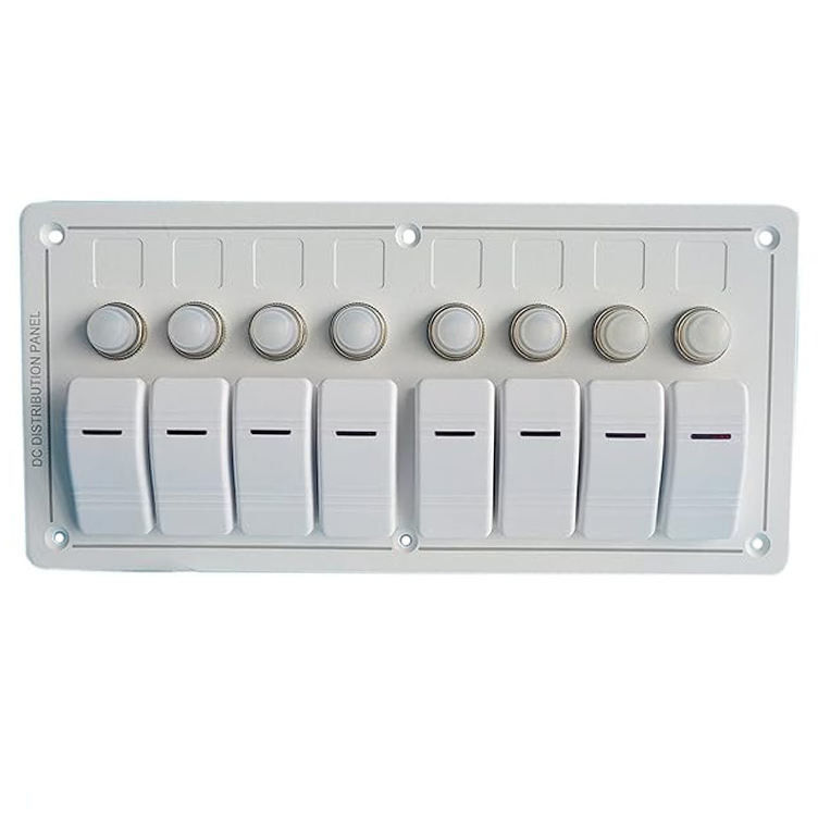 12-24V 6 پانل سوئیچ قایق باند آبی LED Rocker On-Off قطع کننده مدار اختیاری