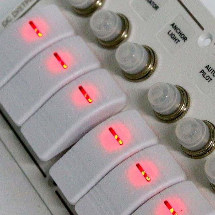 12-24V 6 پانل سوئیچ قایق باند آبی LED Rocker On-Off قطع کننده مدار اختیاری