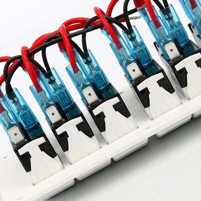 12-24V 6 پانل سوئیچ قایق باند آبی LED Rocker On-Off قطع کننده مدار اختیاری
