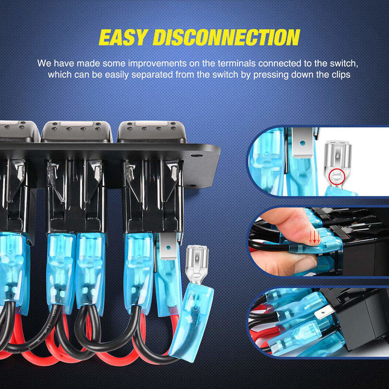 DC12V 24V 3 گینگ قرمز LED Light Rocker Switch Panel Box با شارژر دوگانه 4.8A USB