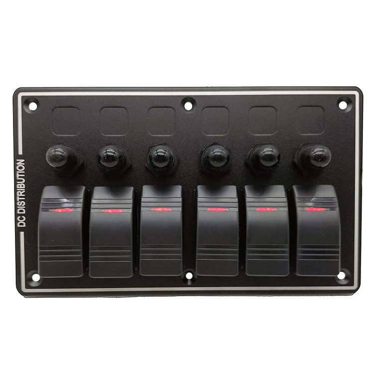 پانل سوئیچ گینگ روکر DC 12V 6 با چراغ قرمز LED برای قایق اتومبیل