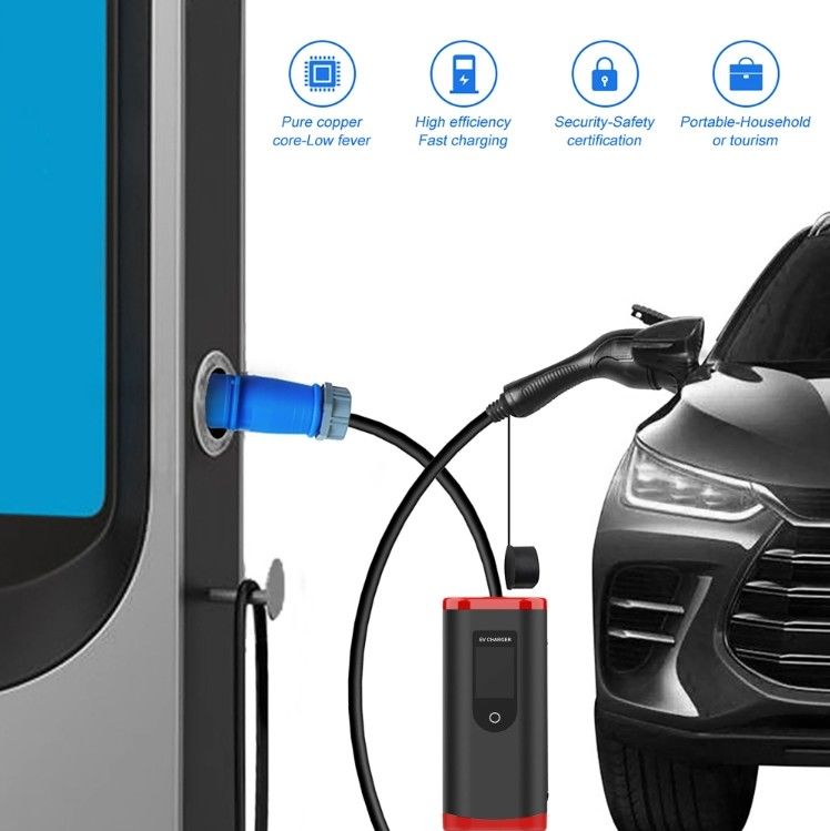 فابریک 8a-32a تنظیم پذیر SAE J1772 TYPE1 شارژر سریع خودروهای الکتریکی شارژر EV قابل حمل