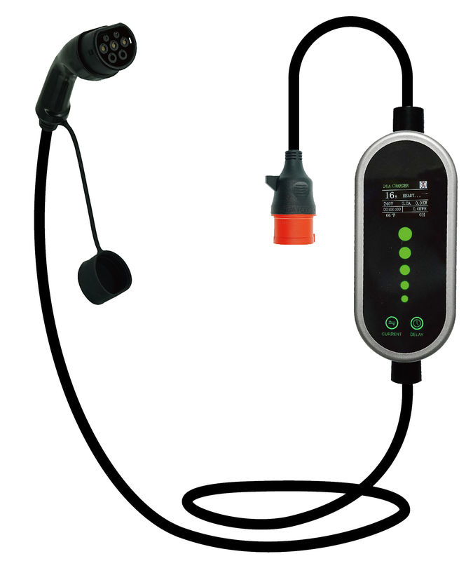 شارژرهای قابل حمل EV 7KW Tpe Jacket IEC 62196 Type2 2.4 Quot LCD CE TUV ROHS